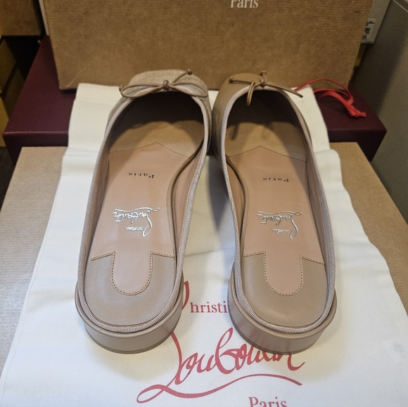 NIB NEW Christian Louboutin Women Black Leather Sweetie Jane Flats Mules - Picture 4 of 9